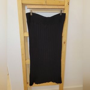 Halogen Ribbed Midi Black Sweater Skirt